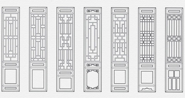 科尔沁左翼中常用中式仿古花窗图案隔断设计图