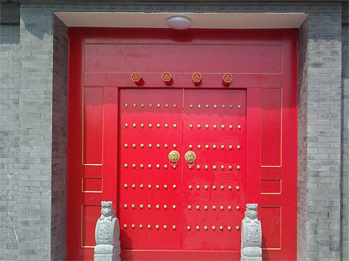 科尔沁左翼中中国传统四合院系列朱红色中式木制大门木作